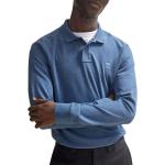 Blaue Langärmelige HUGO BOSS BOSS Langarm-Poloshirts mit Knopf aus Baumwolle für Herren 
