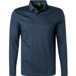 Blaue Langärmelige Bestickte Casual HUGO BOSS BOSS Langarm-Poloshirts mit Knopf aus Jersey für Herren Größe 3 XL - versandkostenfrei 