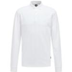 Weiße Unifarbene Langärmelige HUGO BOSS BOSS Langarm-Poloshirts aus Baumwolle für Herren Größe XXL für den für den Frühling 