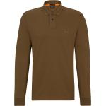 Braune Langärmelige HUGO BOSS BOSS Langarm-Poloshirts mit Knopf aus Baumwolle für Herren Größe XL 