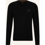 Schwarze Langärmelige HUGO BOSS BOSS V-Ausschnitt Kaschmir-Pullover aus Wolle für Herren Größe 3 XL 