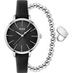 Reduzierte Schwarze Wasserdichte HUGO BOSS BOSS Quarz Stahlarmbanduhren mit Analog-Zifferblatt mit Mineralglas-Uhrenglas für Damen 