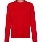 Rote Unifarbene Langärmelige HUGO BOSS BOSS Rundhals-Ausschnitt Strickpullover aus Baumwolle mit Kapuze für Damen Größe XS für den für den Herbst 