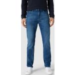 Blaue HUGO BOSS BOSS Delaware Slim Fit Jeans mit Reißverschluss aus Baumwollmischung für Herren Weite 32, Länge 34 