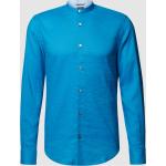 Reduzierte Blaue Unifarbene HUGO BOSS BOSS Stehkragen Stehkragenhemden aus Leinen für Herren Größe M für den für den Frühling 