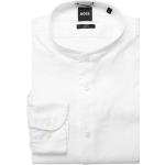 Weiße Unifarbene Langärmelige HUGO BOSS BOSS Stehkragen Stehkragenhemden aus Leinen für Herren für den für den Frühling 