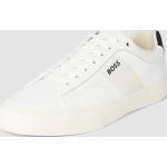 Weiße HUGO BOSS BOSS Low Sneaker mit Schnürsenkel aus Textil für Herren Größe 42 