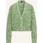 Hellgrüne HUGO BOSS BOSS V-Ausschnitt Grobstrickjacken mit Knopf aus Baumwolle für Damen Größe S 