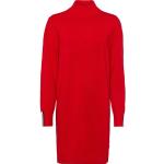 Rote Unifarbene Langärmelige HUGO BOSS BOSS Stehkragen Strickkleider mit Kapuze für Damen Größe S 