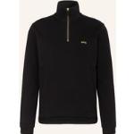Schwarze HUGO BOSS BOSS Stehkragen Herrensweatshirts mit Reißverschluss aus Baumwollmischung Größe XL 