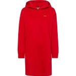 Rote Unifarbene Sportliche Langärmelige HUGO BOSS BOSS Sweatkleider mit Kapuze für Damen Größe L 