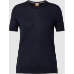 Marineblaue Unifarbene HUGO BOSS BOSS T-Shirts aus Wolle für Damen Größe XS 