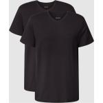 Schwarze Unifarbene HUGO BOSS BOSS V-Ausschnitt T-Shirts aus Baumwolle für Herren Größe S 2-teilig 
