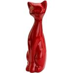 Rote Moderne 23 cm Dekokatzen mit Ornament-Motiv poliert aus Keramik zum Muttertag 