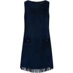 Reduzierte Marineblaue Ärmellose NVSCO Damenkleider mit Fransen mit Reißverschluss aus Bouclé für den für den Winter 