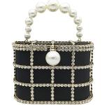 Reduzierte Schwarze Elegante Clutches mit Perlen aus Samt für Damen 