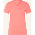 Lachsfarbene BOVIVA V-Ausschnitt T-Shirts aus Baumwolle für Damen Größe S 