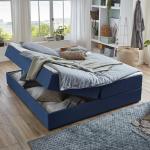 Blaue Moderne Rechteckige Boxspringbetten mit Bettkasten aus Holz Tonnentaschenfederkern 160x200 mit Härtegrad 2 