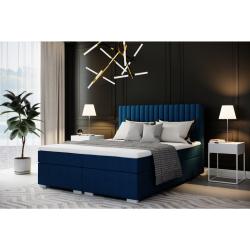 Dunkelblaue Brayden Studio Betten mit Bettkasten mit Ornament-Motiv 200x200 mit Härtegrad 3 