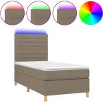 Taupefarbene Betten mit Matratze aus Stoff höhenverstellbar 90x190 