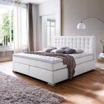 Weiße Moderne Homedreams Kunstleder-Polsterbetten aus Kunstleder 160x200 mit Härtegrad 3 