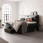 Anthrazitfarbene KINX Betten mit Matratze aus Stoff 180x220 