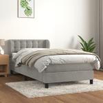 Hellgraue Betten mit Matratze aus Stoff Taschenfederkern 90x190 