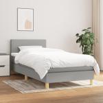 Hellgraue Betten mit Matratze aus Stoff Taschenfederkern 90x190 