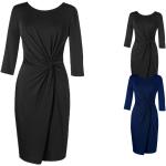 Schwarze 3/4-ärmelige Brook Taverner Rundhals-Ausschnitt Damenkleider aus Polyester maschinenwaschbar Größe XL 