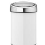 Brabantia Mülleimer 364488 Touch Bin, weiß, aus Metall, Wandmontage, 3 Liter