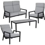 Reduzierte Schwarze Moderne Brafab Zweisitzer-Sofas pulverbeschichtet aus Aluminium mit verstellbarer Rückenlehne 4-teilig 2 Personen 