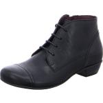 Schwarze Unifarbene Brako Runde Blockabsatz Ankle Boots & Klassische Stiefeletten mit Schnürsenkel aus Leder für Damen Größe 36 