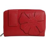Rote Blumenmuster Branco Damenportemonnaies & Damenwallets mit Reißverschluss aus Leder 