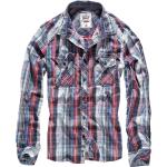Marineblaue Langärmelige Brandit Central City Shirts mit Tasche mit Knopf aus Baumwolle für Herren Größe 5 XL 