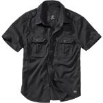 Schwarze Kurzärmelige Brandit Vintage Shirts mit Tasche aus Baumwolle für Herren Größe XXL 