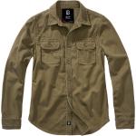 Olivgrüne Vintage Langärmelige Brandit Shirts mit Tasche für Herren Größe 4 XL 