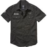 Schwarze Bestickte Vintage Kurzärmelige Brandit Vintage Shirts mit Tasche für Herren Größe 5 XL 