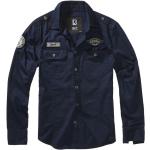 Marineblaue Bestickte Vintage Brandit Vintage Shirts mit Tasche aus Denim für Herren Größe 7 XL 