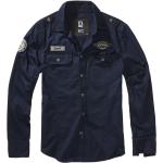 Marineblaue Bestickte Vintage Brandit Vintage Shirts mit Tasche aus Denim für Herren Größe M 