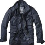Marineblaue Gesteppte Herrenfieldjackets & Herrenfeldjacken mit Reißverschluss aus Polyester mit Kapuze Größe L 