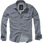 Graue Vintage Langärmelige Brandit Shirts mit Tasche aus Tweed für Herren Größe S 