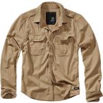 Kamelbraune Vintage Langärmelige Brandit Vintage Shirts mit Tasche für Herren Größe 4 XL 