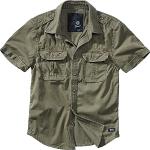 Olivgrüne Vintage Langärmelige Brandit Vintage Shirts mit Tasche aus Denim für Herren Größe S für den für den Sommer 