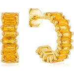 Nickelfreie Goldene Bernstein Ohrringe vergoldet 18 Karat mit Zirkonia handgemacht für Damen 