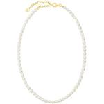 Nickelfreie Silberne Perlenketten vergoldet aus Gold 18 Karat mit Echte Perle handgemacht für Damen 