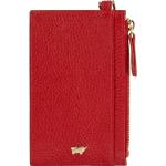 Rote Unifarbene Braun Büffel Mini Geldbörsen aus Büffelleder klappbar 