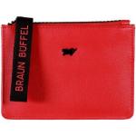 Rote Unifarbene Sportliche Braun Büffel Mini Geldbörsen mit Reißverschluss für Herren 