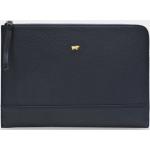 Marineblaue Braun Büffel Laptop Sleeves & Laptophüllen aus Büffelleder gepolstert 