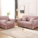 Rosa Sofabezüge 3 Sitzer aus Polyester maschinenwaschbar 