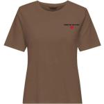 Braune Bestickte Langärmelige ONLY T-Shirts für Damen für den für den Sommer 
